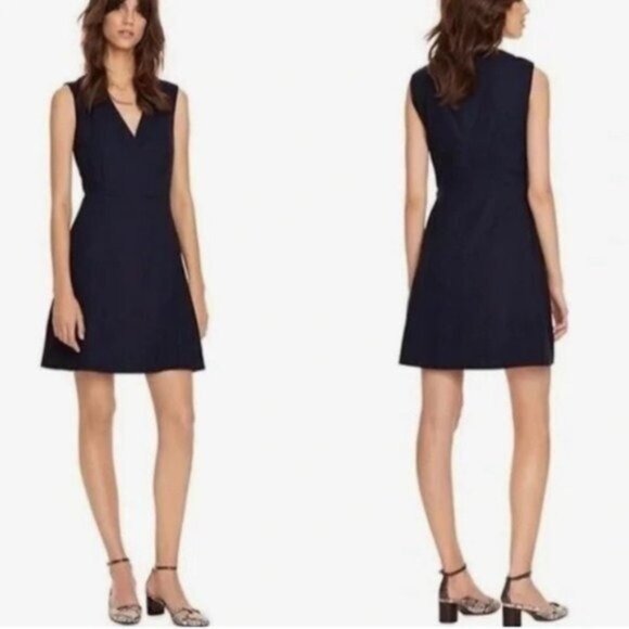 Tory Burch Navy Blue Pleated Suiting Dress - Picture 1 of 6